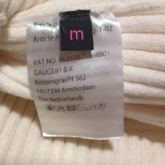 Cream Knit Plunge Mija Merino Wool Blend Rib Mini Dress Gauge81 Medium - Picture 9 of 11